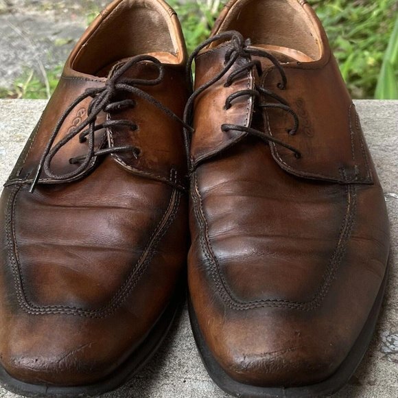 Ecco Men Brown Leather Shock Point Lace Up Casual Shoes